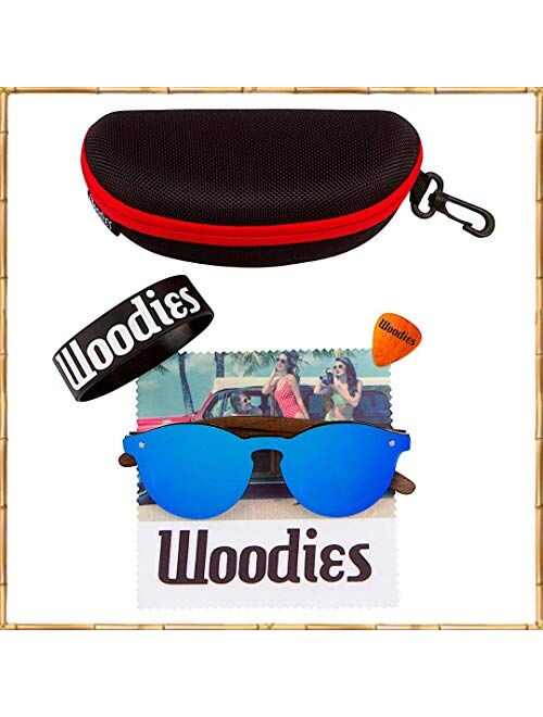 WOODIES Walnut Wood Sunglasses with Flat Mirror Polarized Lens