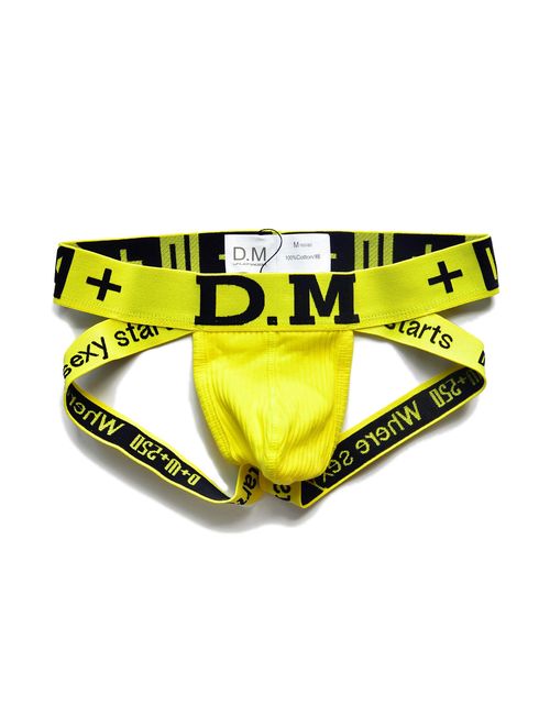 D.M Men's Cotton Solid Underwear Jockstrap Briefs