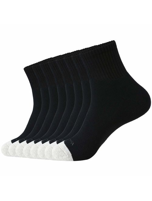 WANDER Men's Athletic Ankle Socks 8 Pairs Thick Cushion Running Socks for Men&Women Cotton Socks 4-6/7-9/9-12/12-15