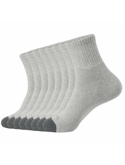 WANDER Men's Athletic Ankle Socks 8 Pairs Thick Cushion Running Socks for Men&Women Cotton Socks 4-6/7-9/9-12/12-15