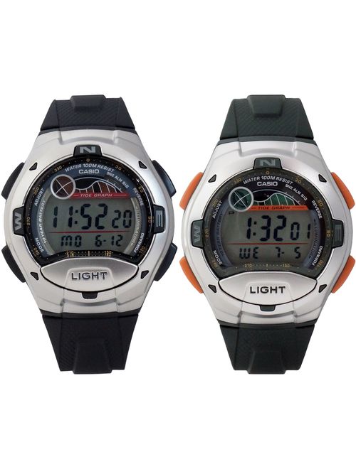 Casio W753 Digital Sports Watch w/Moon & Tide Data