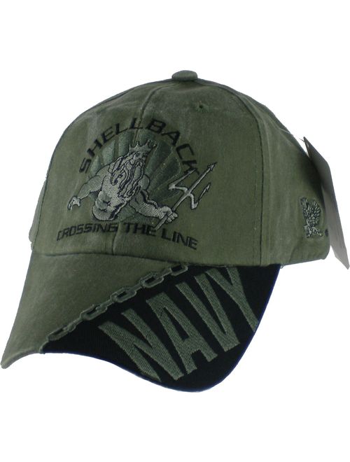 NEW Navy Shellback "Crossing the Line" OD Green Low Profile Cap