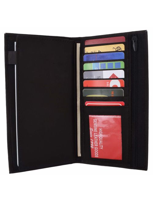 Genuine Leather Checkbook Cover Wallet Organizer with Credit Card Holder