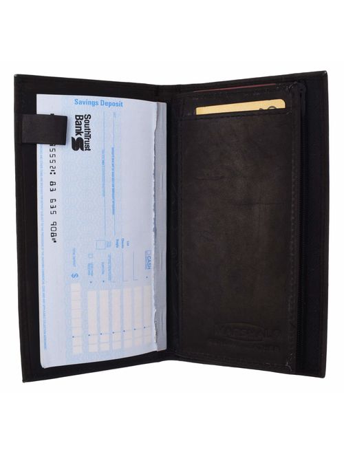 Genuine Leather Checkbook Cover Wallet Organizer with Credit Card Holder