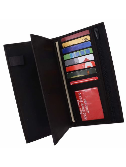 Genuine Leather Checkbook Cover Wallet Organizer with Credit Card Holder