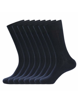 Mens Dress Socks 8 Pairs Classic Rib Cotton Solid Premium Socks 7-12/13-15