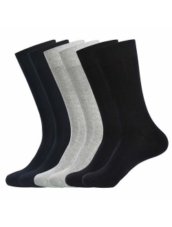 Mens Dress Socks 8 Pairs Classic Rib Cotton Solid Premium Socks 7-12/13-15