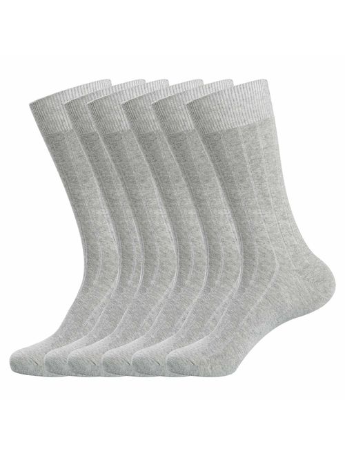 WANDER Mens Dress Socks 8 Pairs Classic Rib Cotton Solid Premium Socks 7-12/13-15