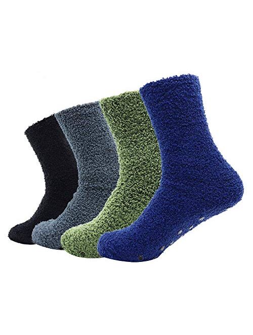 Men's 4 Pack Winter Thick Socks Warm Comfort Soft Fuzzy Floor Socks