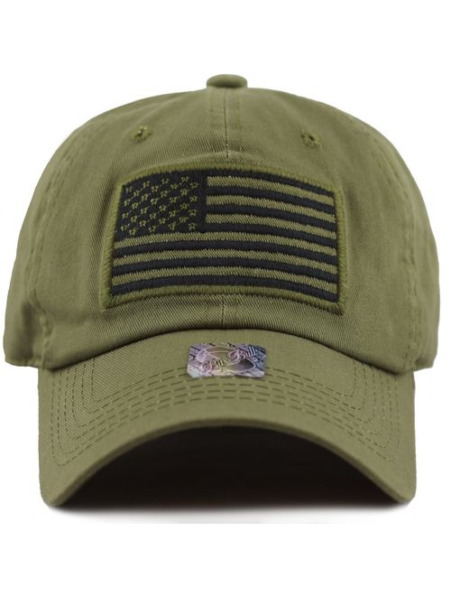 Pit Bull US Flag Patch Tactical Style Cotton Trucker Baseball Cap Hat Army Green