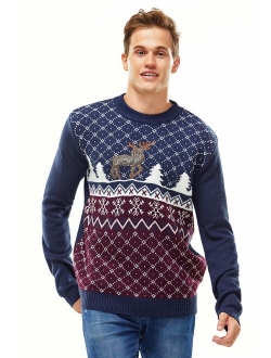 Unisex Men's Ugly Christmas Sweater Knitted Reindeer Classic Fair Isle Ugly Sweater