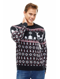 Unisex Men's Ugly Christmas Sweater Knitted Reindeer Classic Fair Isle Ugly Sweater