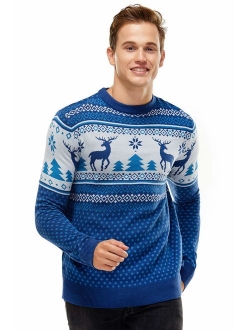 Unisex Men's Ugly Christmas Sweater Knitted Reindeer Classic Fair Isle Ugly Sweater