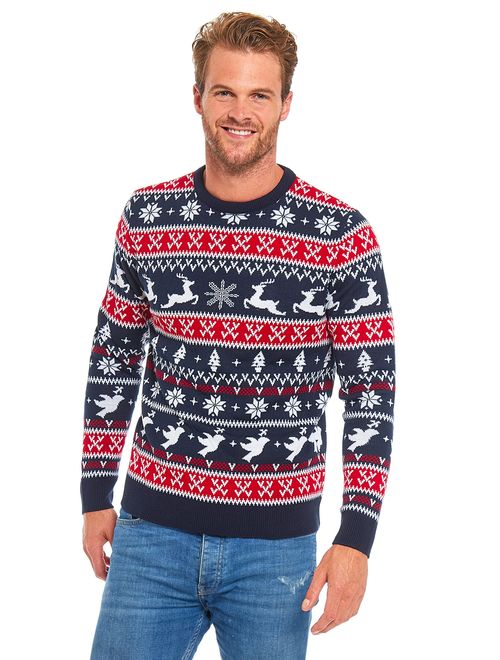 Unisex Men's Ugly Christmas Sweater Knitted Reindeer Classic Fair Isle Ugly Sweater