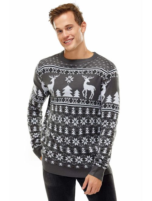 Unisex Men's Ugly Christmas Sweater Knitted Reindeer Classic Fair Isle Ugly Sweater