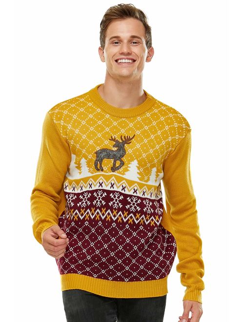 Unisex Men's Ugly Christmas Sweater Knitted Reindeer Classic Fair Isle Ugly Sweater