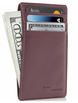 Slim Minimalist Wallets For Men & Women - Leather Front Pocket Thin Mens Wallet RFID Credit Card Holder Gifts For Men