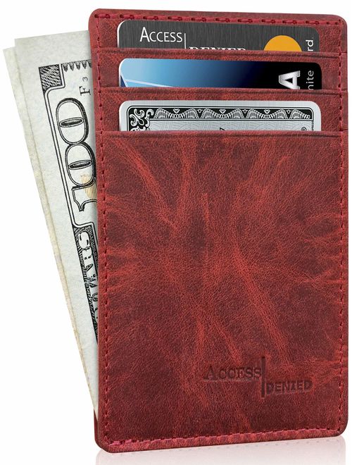 Slim Minimalist Wallets For Men & Women - Leather Front Pocket Thin Mens Wallet RFID Credit Card Holder Gifts For Men