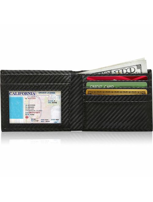 Slim Leather Bifold Wallets For Men - Minimalist Mens Wallet RFID Blocking Card ID Window Box Gifts For Men