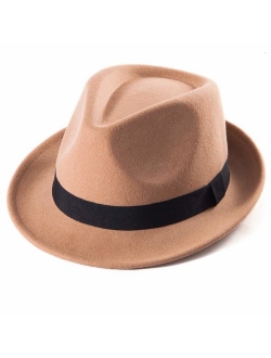 100% Wool Fedora Hat Mens Fedora Hats for Men Trilby Hat Straw Sun Hat Panama Hat