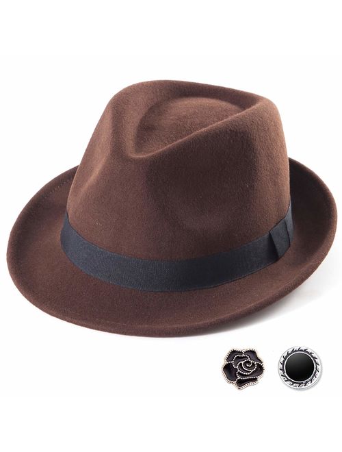 100% Wool Fedora Hat Mens Fedora Hats for Men Trilby Hat Straw Sun Hat Panama Hat