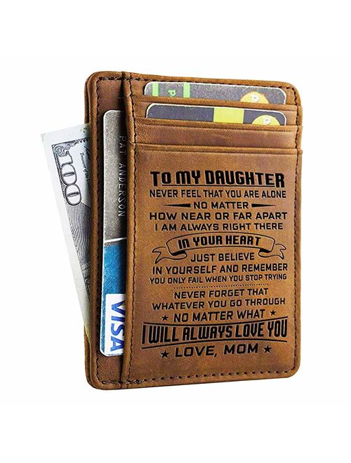 Engraved Leather Front Pocket Wallet