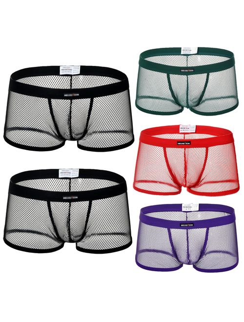 Leories Men's Openwork Mesh Breathable Underwear Lingerie Bodysuit Briefs