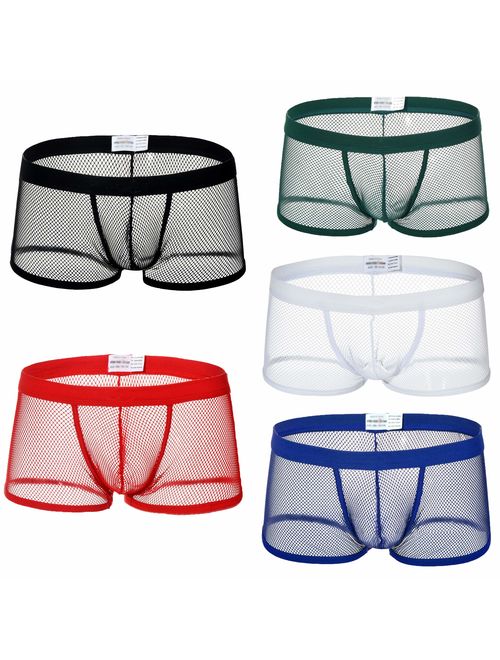 Leories Men's Openwork Mesh Breathable Underwear Lingerie Bodysuit Briefs