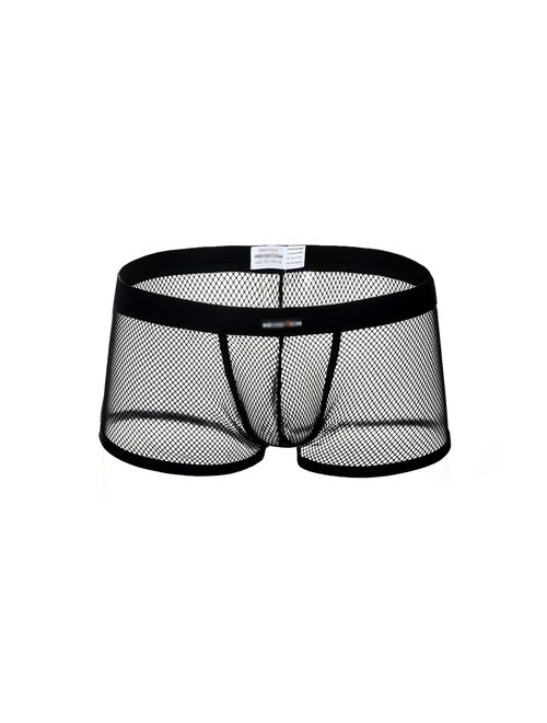 Leories Men's Openwork Mesh Breathable Underwear Lingerie Bodysuit Briefs