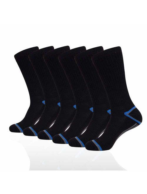 JOYNEE Men's 6 Pack Athletic Performance Cushion Crew Socks for Training