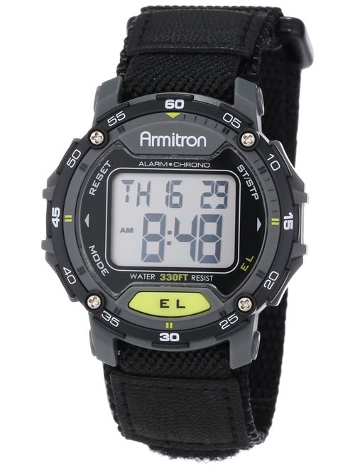 Armitron Sport Unisex 40/8291BLK Grey Accented Digital Chronograph Black Nylon Strap Watch