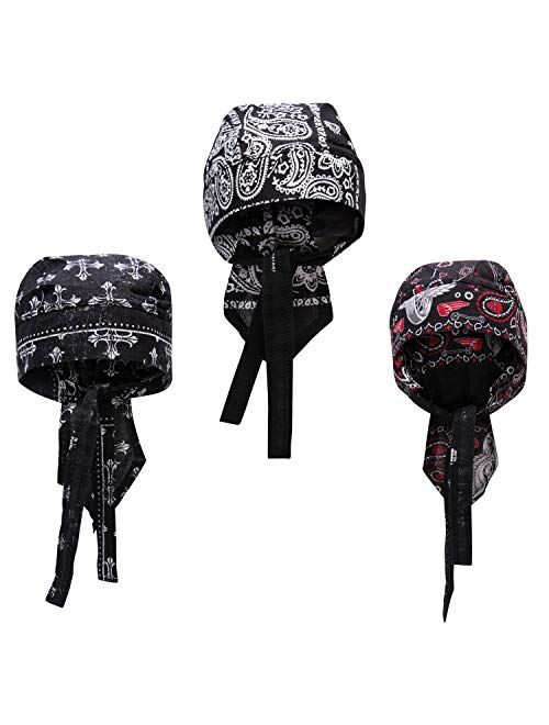 Elephant Brand Skull Caps - 100% Cotton in Patterned and Plain Colors, Pack of 3