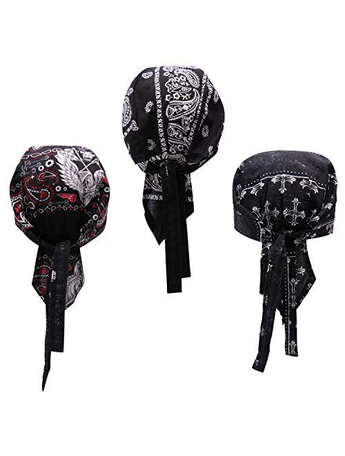 Elephant Brand Skull Caps - 100% Cotton in Patterned and Plain Colors, Pack of 3