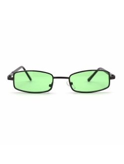 SA106 Extra Small Mens Rectangular Metal Rim Classic Color Lens Sunglasses