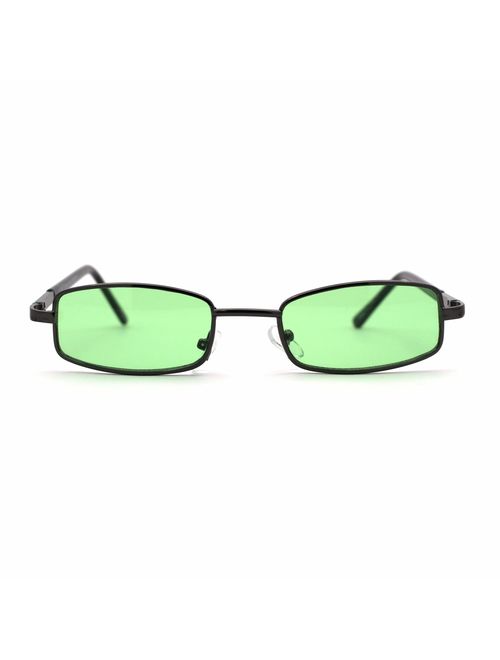 SA106 Extra Small Mens Rectangular Metal Rim Classic Color Lens Sunglasses