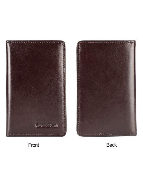 Slim Leather ID/Credit Card Holder Bifold Front Pocket Wallet with RFID Blocking