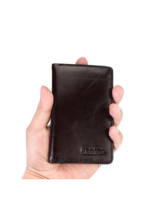 Slim Leather ID/Credit Card Holder Bifold Front Pocket Wallet with RFID Blocking