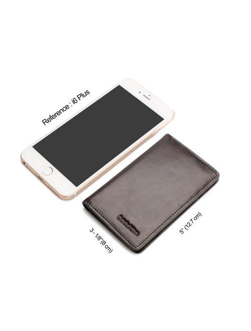 Slim Leather ID/Credit Card Holder Bifold Front Pocket Wallet with RFID Blocking