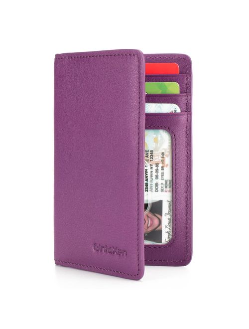 Slim Leather ID/Credit Card Holder Bifold Front Pocket Wallet with RFID Blocking