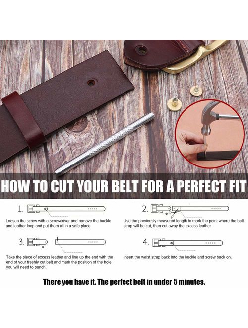 Men's Genuine Leather Belts with Solid Brass Gold Buckle, Top-Grain One Piece Leather Dress Casual Belts For Men.