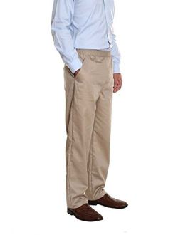 Pembrook Men's Elastic Waist Casual Pants Twill Pants with Zipper and Button