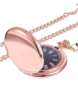 Mudder Smooth Antique Quartz Pocket Watch with Steel Chain