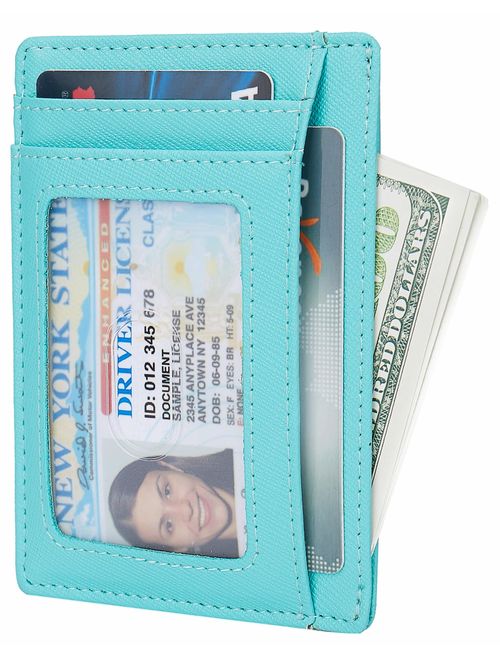 Small RFID Blocking Minimalist Slim Credit Card Holder Pocket Wallets for Men Women