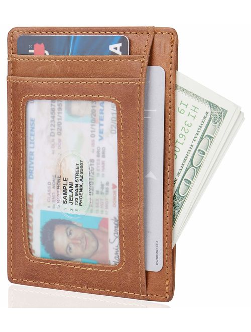 Small RFID Blocking Minimalist Slim Credit Card Holder Pocket Wallets for Men Women