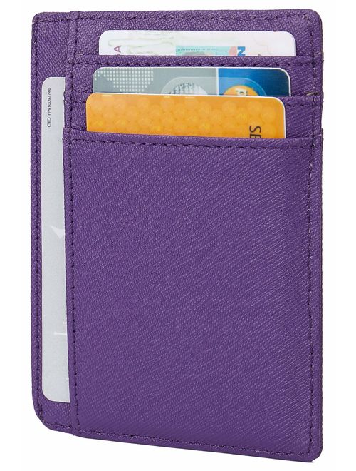 Small RFID Blocking Minimalist Slim Credit Card Holder Pocket Wallets for Men Women