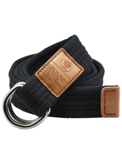 Samtree Canvas D Ring Belts,Adjustable Solid Color Military Style Web Belt Buckle