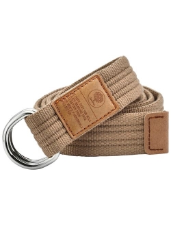 Samtree Canvas D Ring Belts,Adjustable Solid Color Military Style Web Belt Buckle