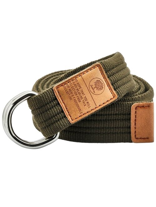 Samtree Canvas D Ring Belts,Adjustable Solid Color Military Style Web Belt Buckle