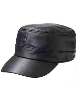 Casual Outfitters Solid Genuine Lambskin Leather Cap