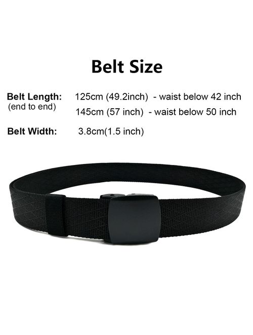 Drizzte Plus Size 47-83inch Men's Black Nylon Military Tactical Plastic Buckle Belt